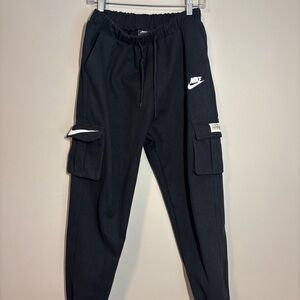 Nike Black Cargo Joggers with White Swoosh Logo medium- large men’s